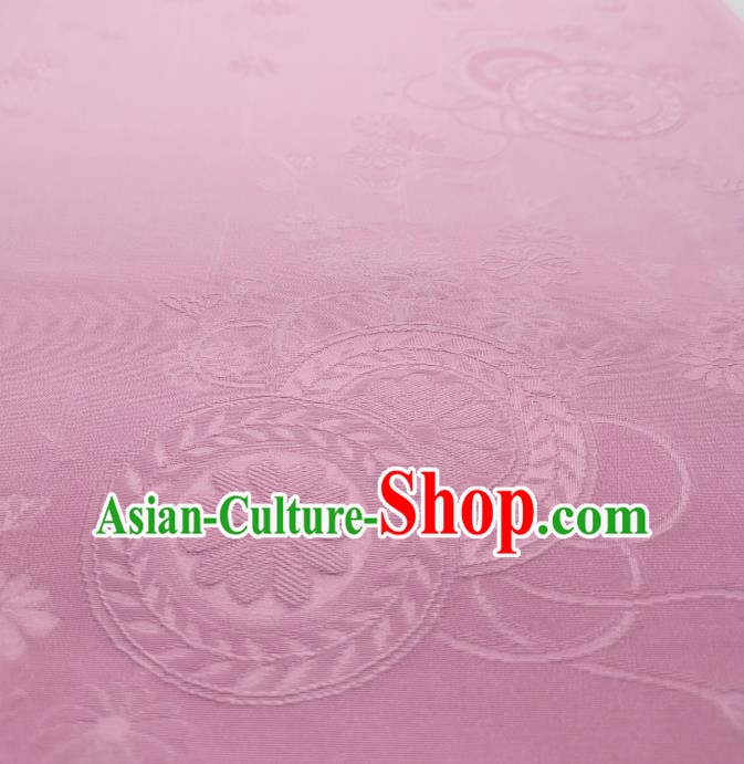 Asian Japan Classical Wheel Pattern Silk Fabric Traditional Japanese Iromuji Kimono Pink Brocade Tapestry