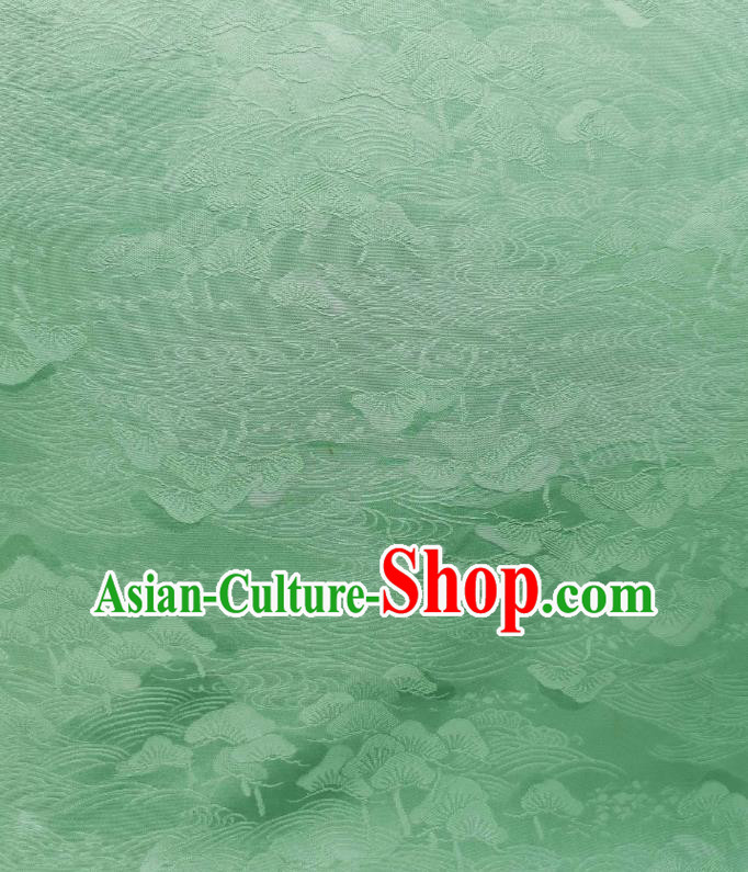Asian Japan Traditional Iromuji Kimono Brocade Material Japanese Jacquard Green Fabric