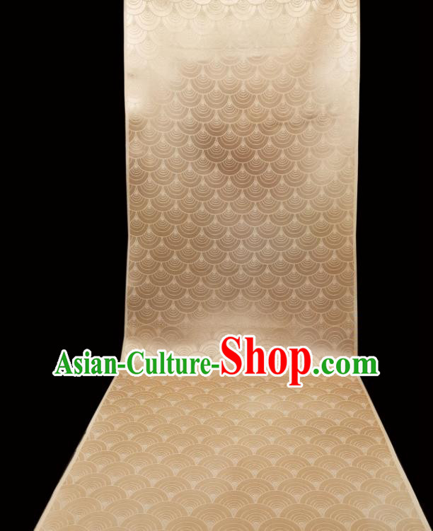 Asian Traditional Japanese Yukata Golden Brocade Tapestry Japan Classical Sea Wave Pattern Kimono Silk Fabric