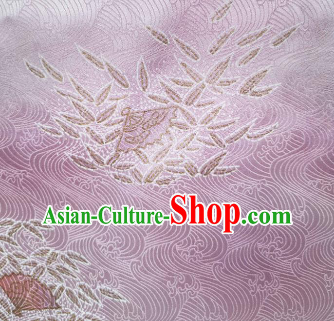 Asian Japan Brocade Tapestry Classical Kimono Silk Fabric Traditional Japanese Yukata Lilac Damask