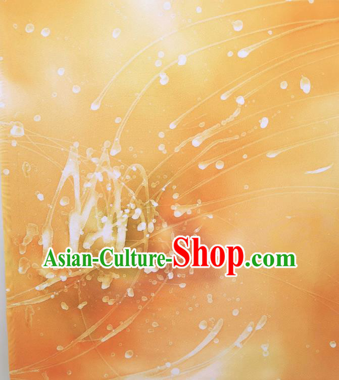 Traditional Japanese Yukata Damask Asian Japan Orange Brocade Tapestry Classical Kimono Silk Fabric