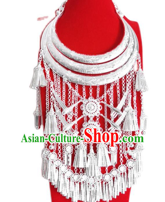 China Miao Nationality Silver Necklace Accessories Traditional Guizhou Ethnic Necklet Jewelry