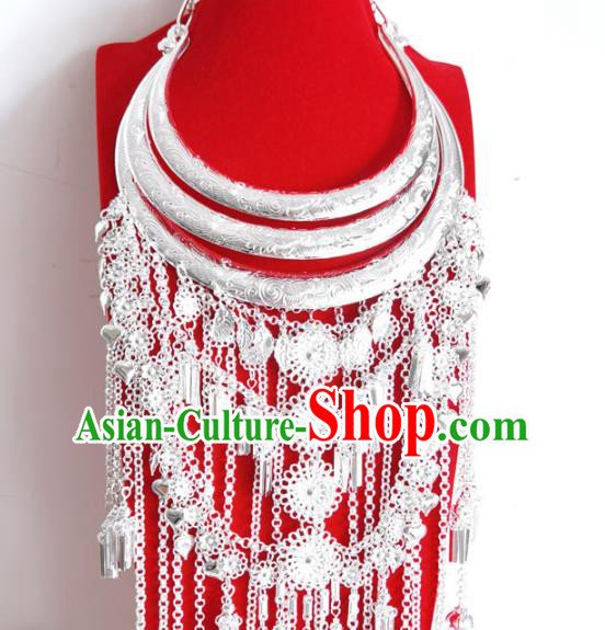 China Traditional Guizhou Ethnic Necklet Jewelry Miao Nationality Silver Necklace Accessories