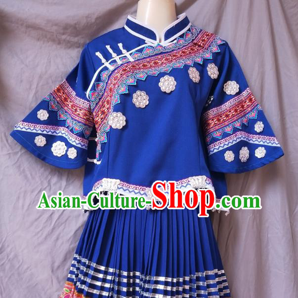 Chinese Hmong Ethnic Young Lady Costumes Traditional Miao National Minority Informal Clothing