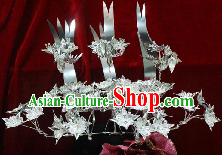 China Guizhou Miao Nationality Silver Headwear Traditional Hair Accessories Hmong Ethnic Phoenix Hair Crown