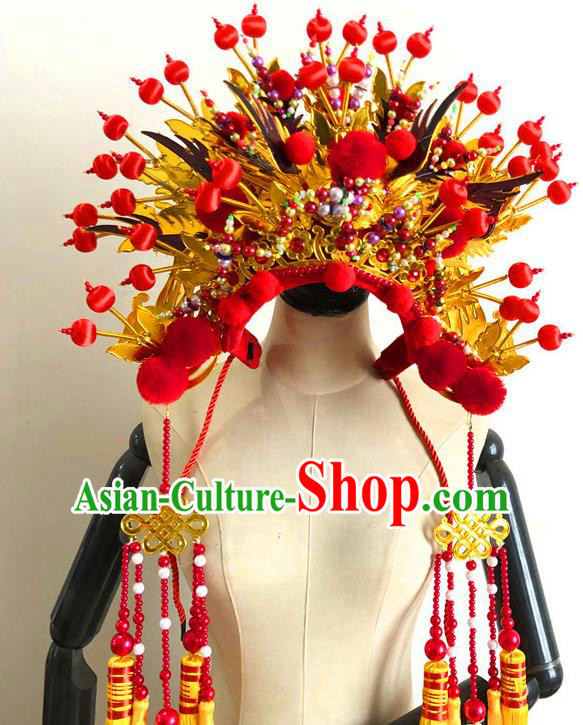 China Traditional Wedding Phoenix Coronet Handmade Peking Opera Hat Beijing Opera Headdress