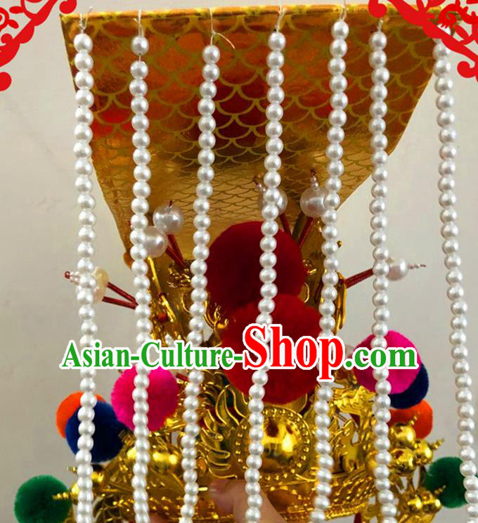 China Traditional Peking Opera Emperor Hat Ancient Royal King Tassel Headwear