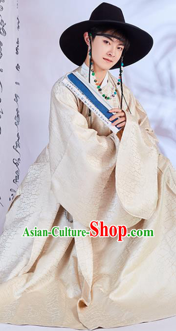 Traditional China Ming Dynasty Swordsman Historical Costumes Ancient Hanfu Priest Frock Clothing