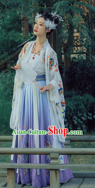 Traditional China Song Dynasty Imperial Concubine Embroidered Costumes Ancient Goddess Hanfu Dress Clothing for Women