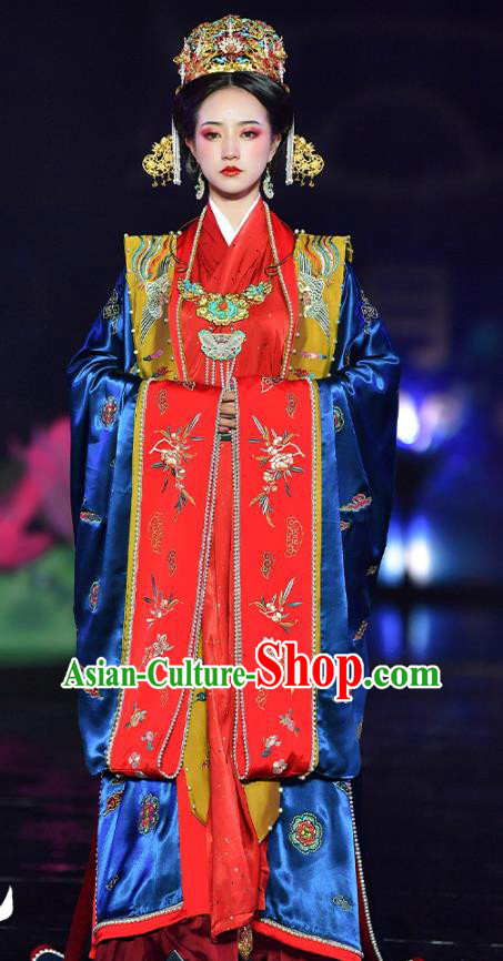 China Ancient Imperial Empress Embroidered Costumes Traditional Song Dynasty Wedding Replica Clothing Full Set