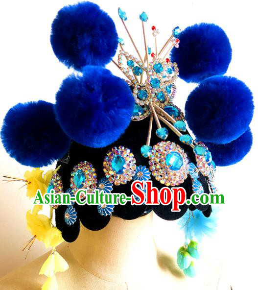 China Handmade Beijing Opera Diva Headdress Traditional Peking Opera Hair Accessories for Kids