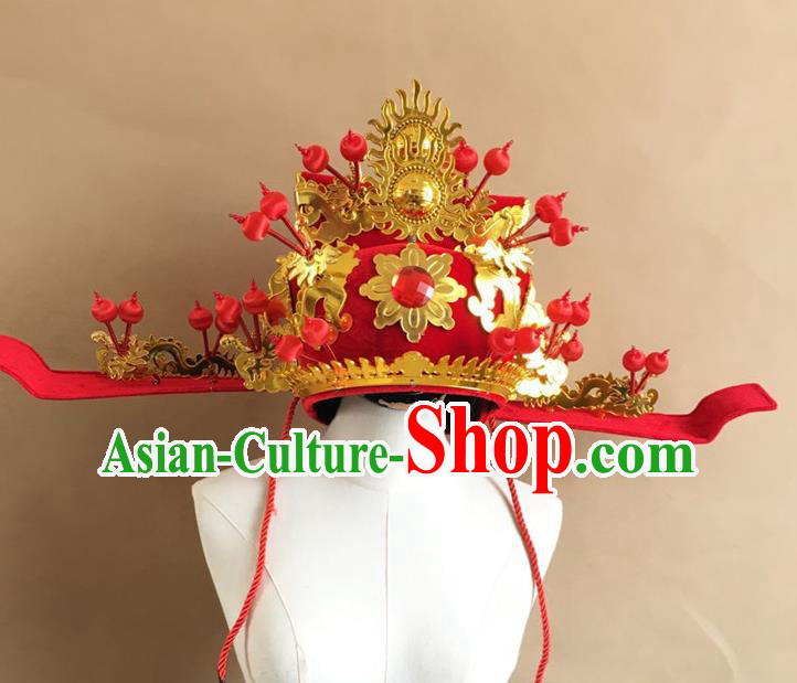 Chinese Beijing Opera Headwear Peking Opera God of Wealth Hat