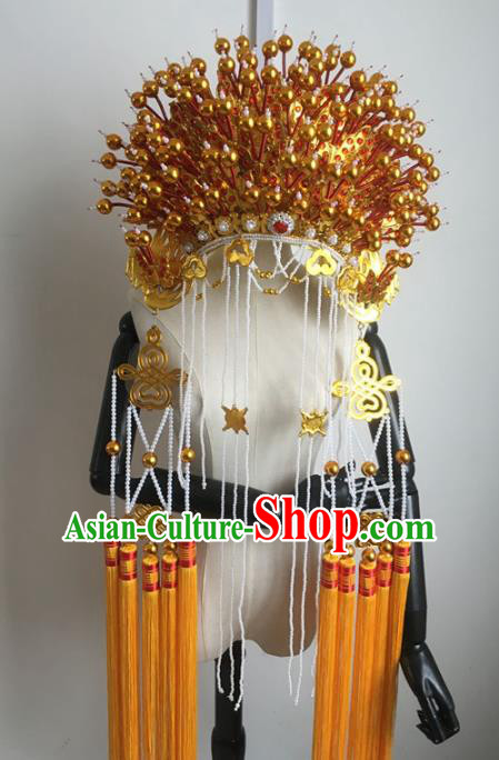 China Traditional Peking Opera Diva Golden Phoenix Coronet Handmade Beijing Opera Empress Headdress