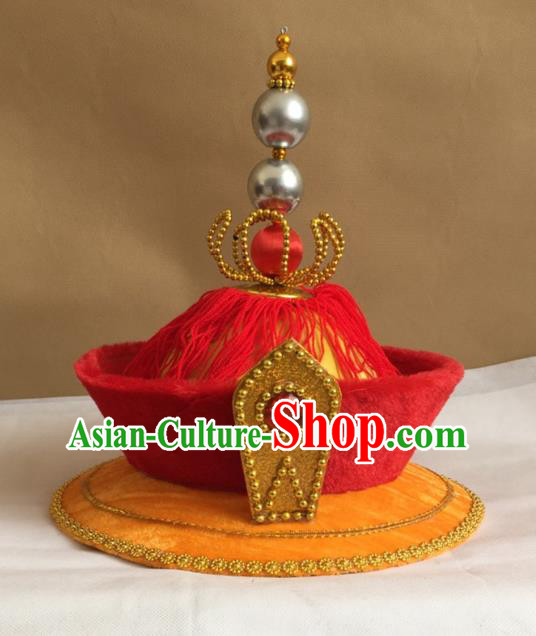 Chinese Ancient Qing Dynasty Emperor Headwear Peking Opera King Hat