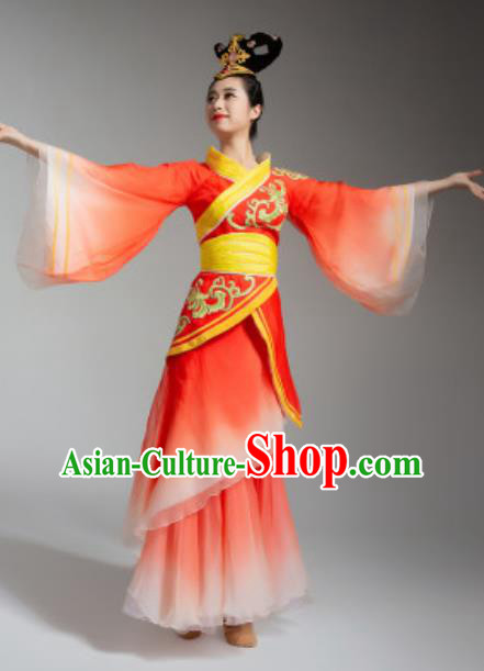China Classical Dance Costume Goddess Dance Red Hanfu Dress Woman Stage Performance Clothing