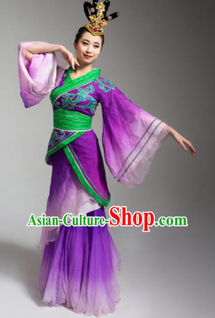 China Fairy Dance Purple Hanfu Dress Classical Dance Costume Stage Performance Goddess Clothing