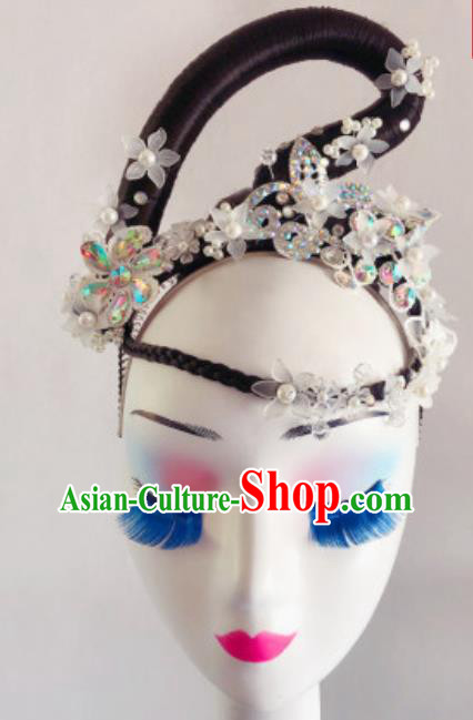 China Traditional Folk Dance Hair Accessories Handmade Wig Chignon Classical Dance Headdress