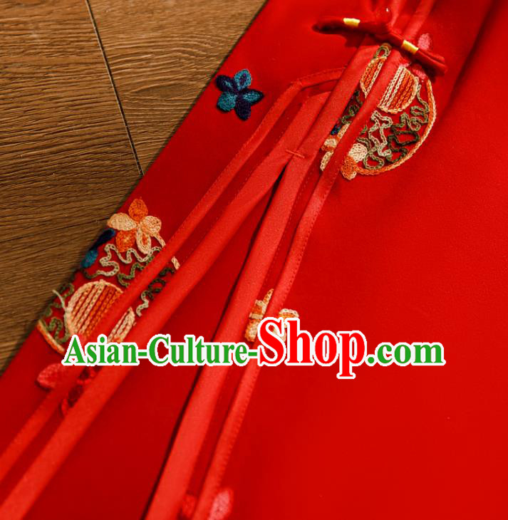 Chinese Classical Wedding Qipao Dress Traditional Bride Embroidered Red Cheongsam Clothing