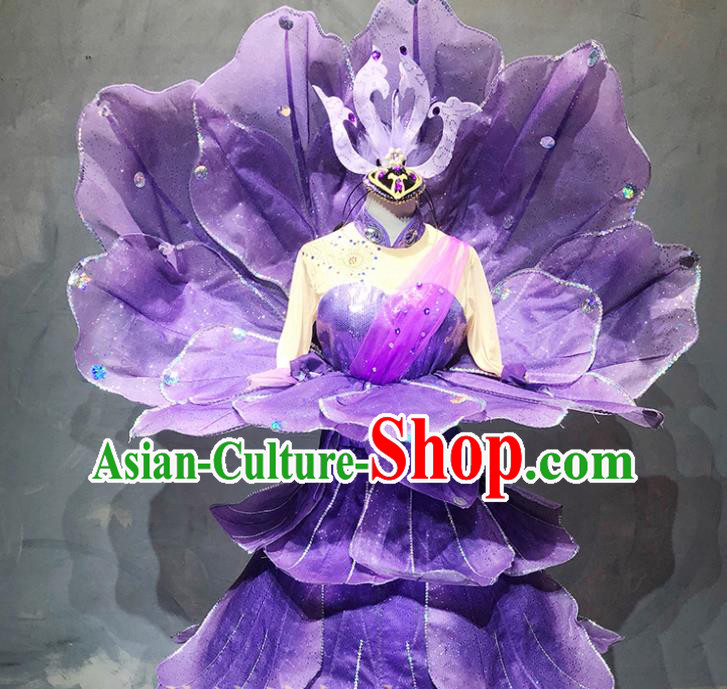 China Spring Festival Gala Opening Dance Purple Peony Dress Modern Dance Stage Performance Costume