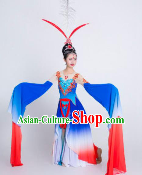 China Water Sleeve Dance Costume Classical Dance Stage Performance Blue Dress