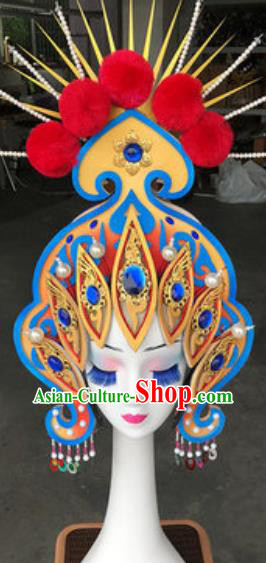 China Traditional Beijing Opera Actress Headwear Handmade Classical Dance Swordswoman Helmet