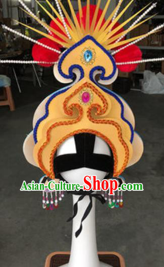 China Traditional Beijing Opera Actress Headwear Handmade Classical Dance Swordswoman Helmet