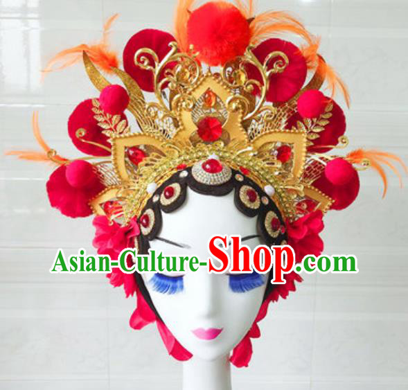 China Handmade Classical Dance Stage Performance Hat Traditional Beijing Opera Actress Headdress