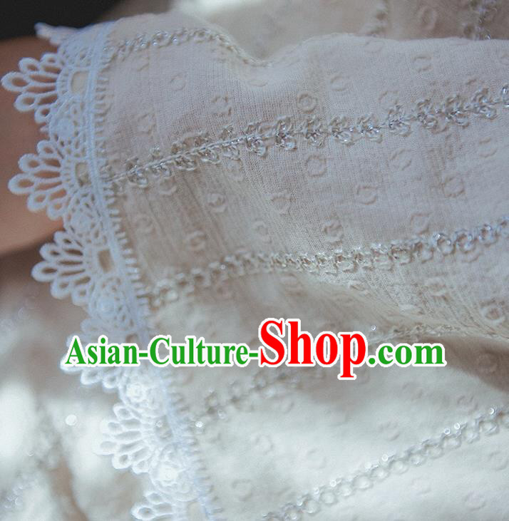 Chinese Traditional White Lace Cheongsam Clothing National Young Woman Qipao Dress