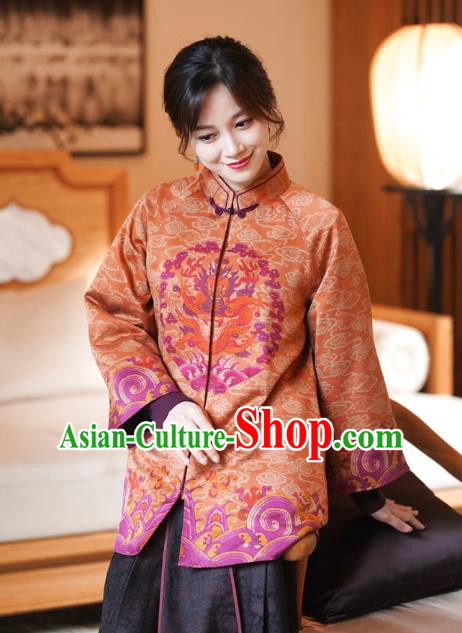China Classical Women Overcoat Tang Suit Embroidered Jacket National Silk Clothing