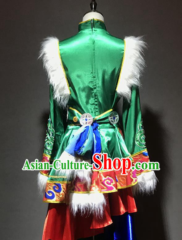 Chinese Zang Nationality Male Costumes Tibetan Ethnic Minority Folk Dance Outfits