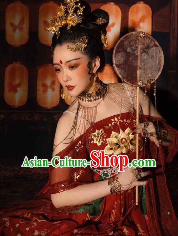 Traditional China Tang Dynasty Princess Gaoyang Replica Costumes Ancient Court Woman Hanfu Dress Clothing