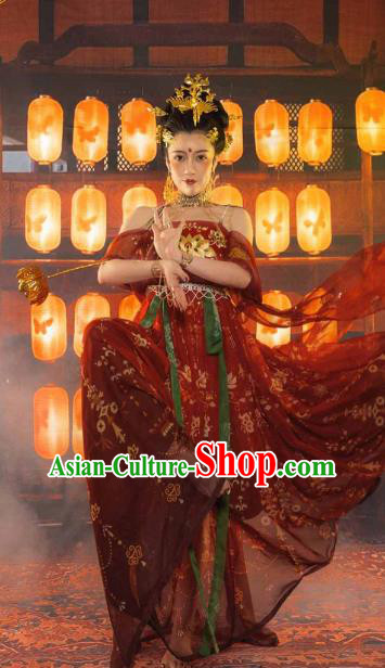 Traditional China Tang Dynasty Princess Gaoyang Replica Costumes Ancient Court Woman Hanfu Dress Clothing