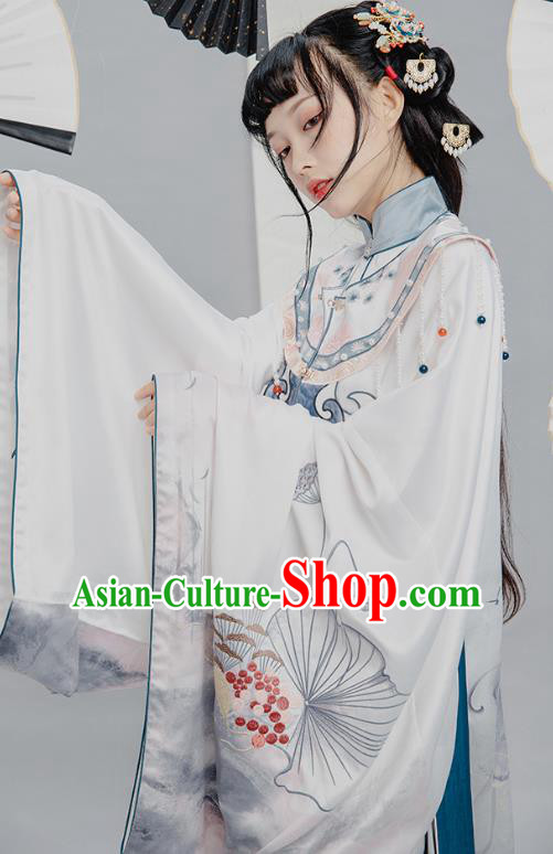 China Traditional Ming Dynasty Princess Hanfu Clothing Ancient Nobility Beauty Embroidered Costumes Full Set