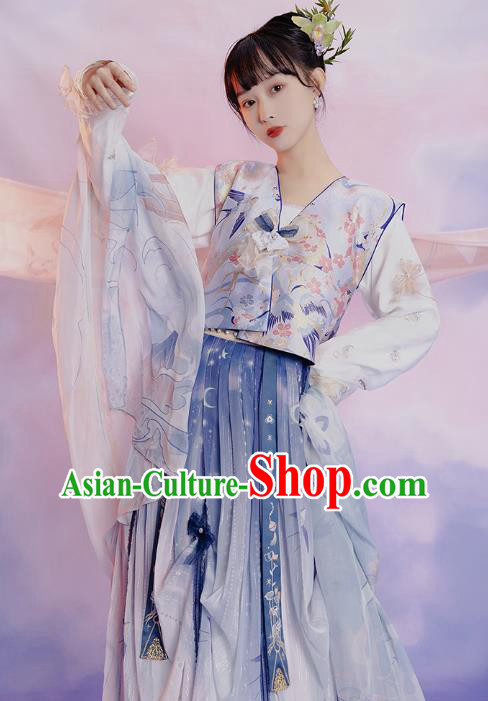 China Ancient Young Beauty Hanfu Dress Clothing Traditional Tang Dynasty Palace Lady Replica Costumes