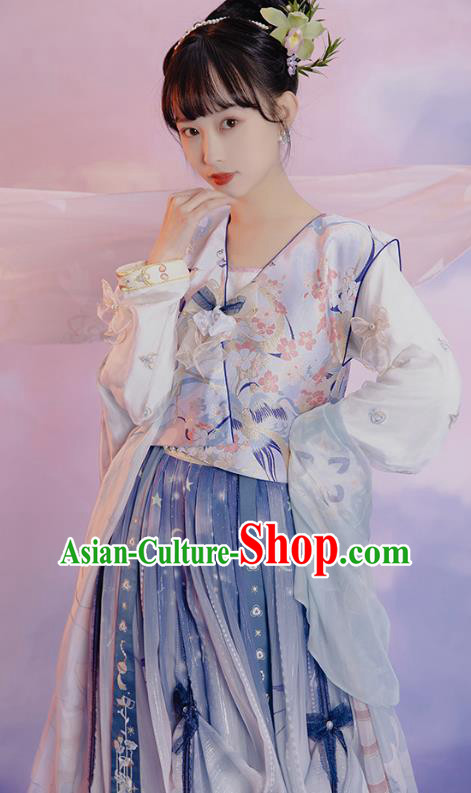 China Ancient Young Beauty Hanfu Dress Clothing Traditional Tang Dynasty Palace Lady Replica Costumes
