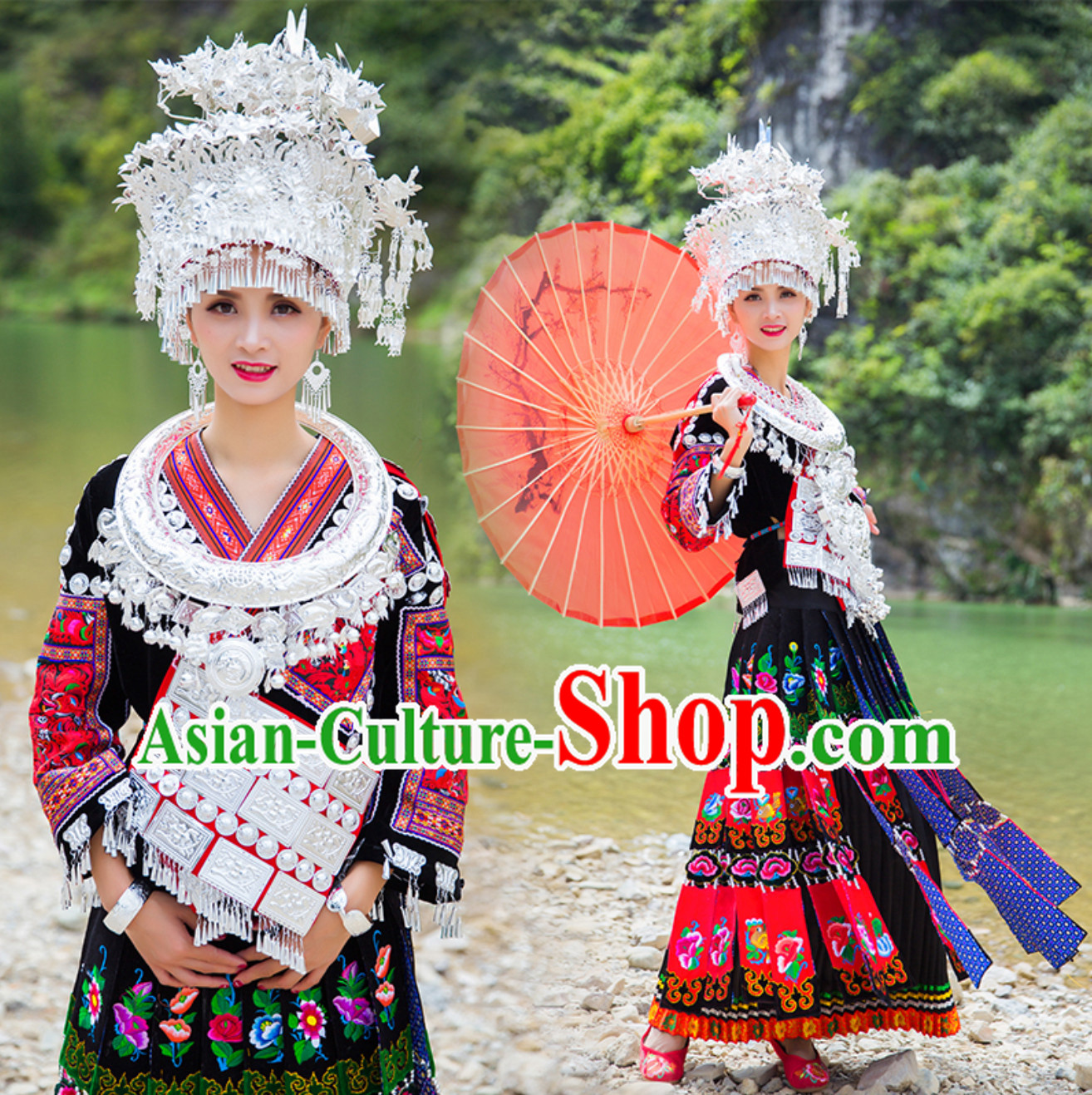 Top Chinese Traditional Miao Garment Ethnic Dresses Minority Clothing Complete Set