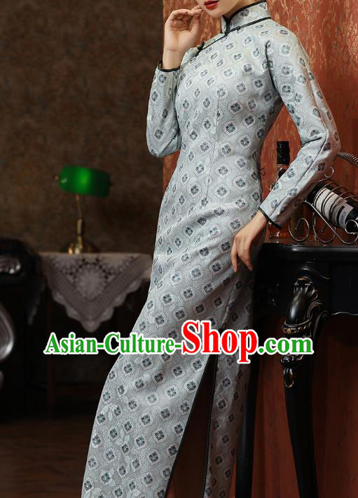 Chinese National Shanghai Beauty Costume Traditional Cheongsam Classical Dance Qipao Dress