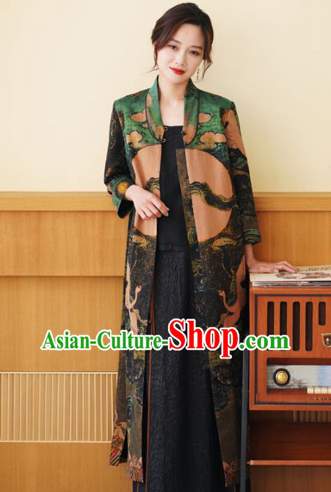 China National Gambiered Guangdong Gauze Outer Garment Traditional Tang Suit Printing Dust Coat