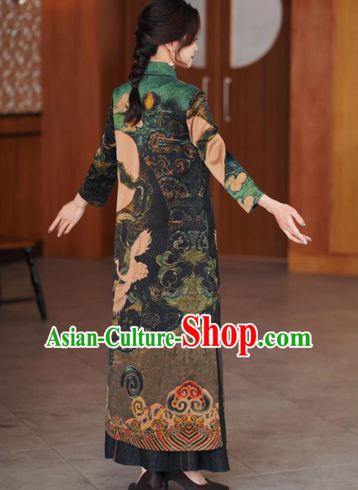 China National Gambiered Guangdong Gauze Outer Garment Traditional Tang Suit Printing Dust Coat