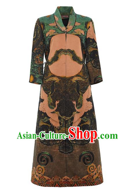 China National Gambiered Guangdong Gauze Outer Garment Traditional Tang Suit Printing Dust Coat