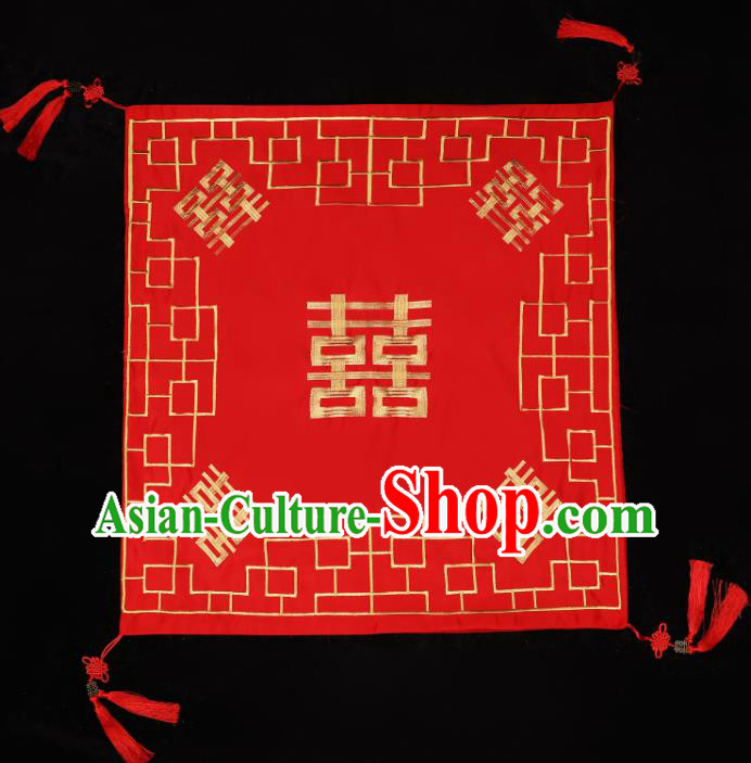 China Xiuhe Suit Headdress Traditional Wedding Satin Headwear Bride Red Veil