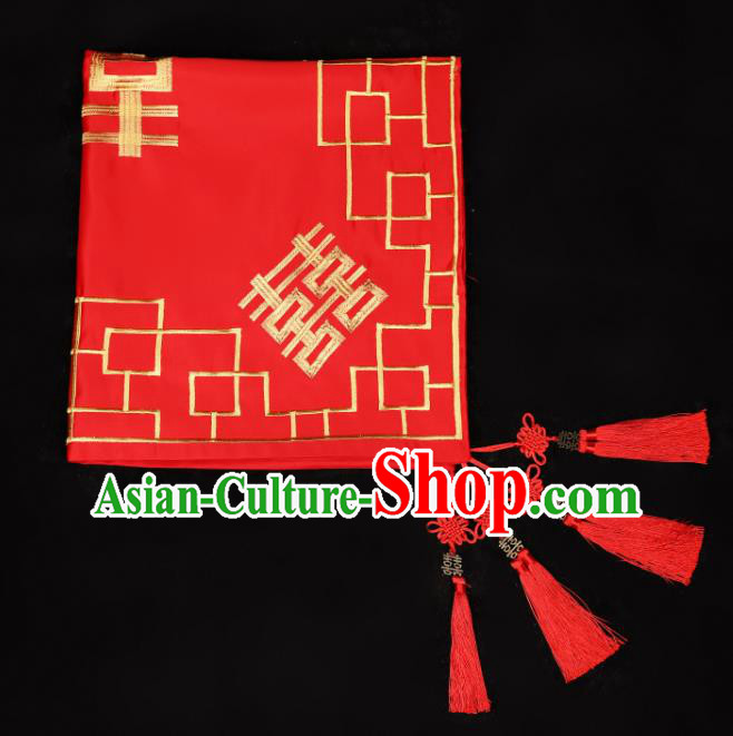 China Xiuhe Suit Headdress Traditional Wedding Satin Headwear Bride Red Veil