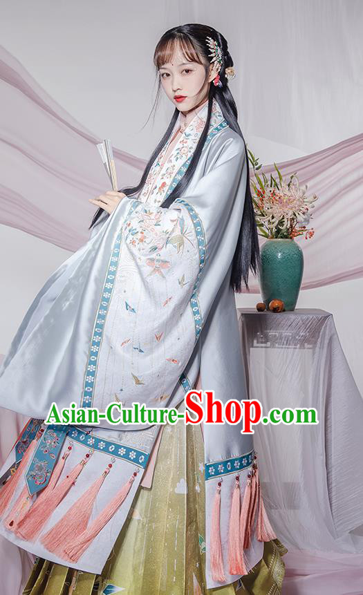 China Traditional Ming Dynasty Nobility Woman Embroidery Costumes Ancient Court Princess Hanfu Clothing