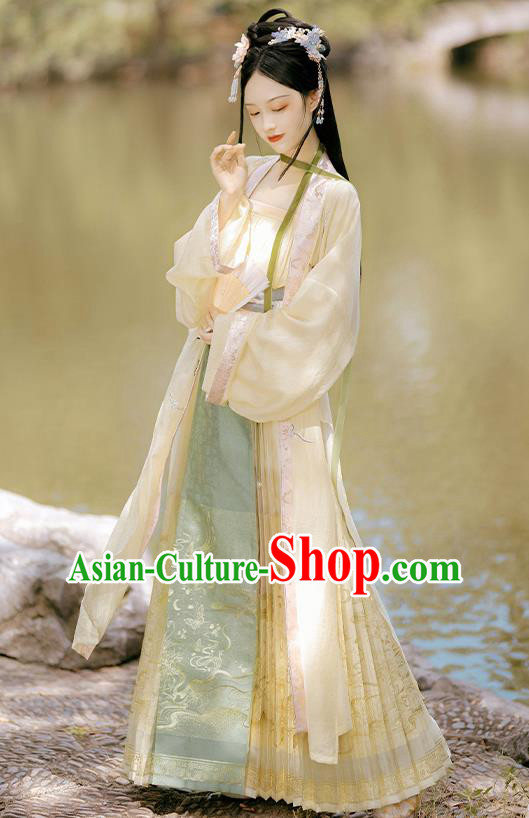 China Traditional Song Dynasty Village Girl Costumes Ancient Country Young Lady Hanfu Clothing Full Set