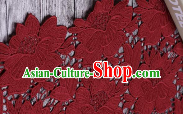 Republic of China Red Peony Lace Cheongsam Costume Traditional Minguo Shanghai Mother Qipao Dress
