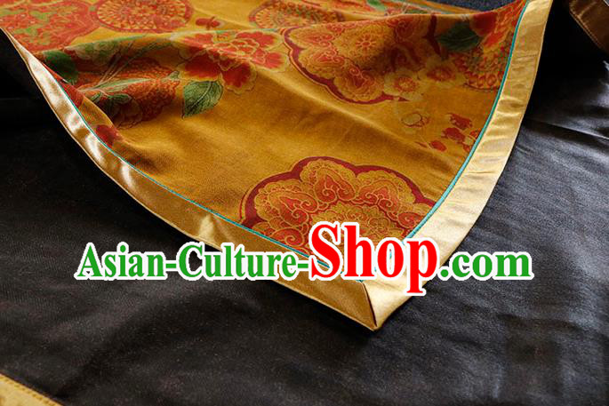 Republic of China Classical Printing Yellow Cheongsam Traditional Minguo Gambiered Guangdong Gauze Qipao Dress