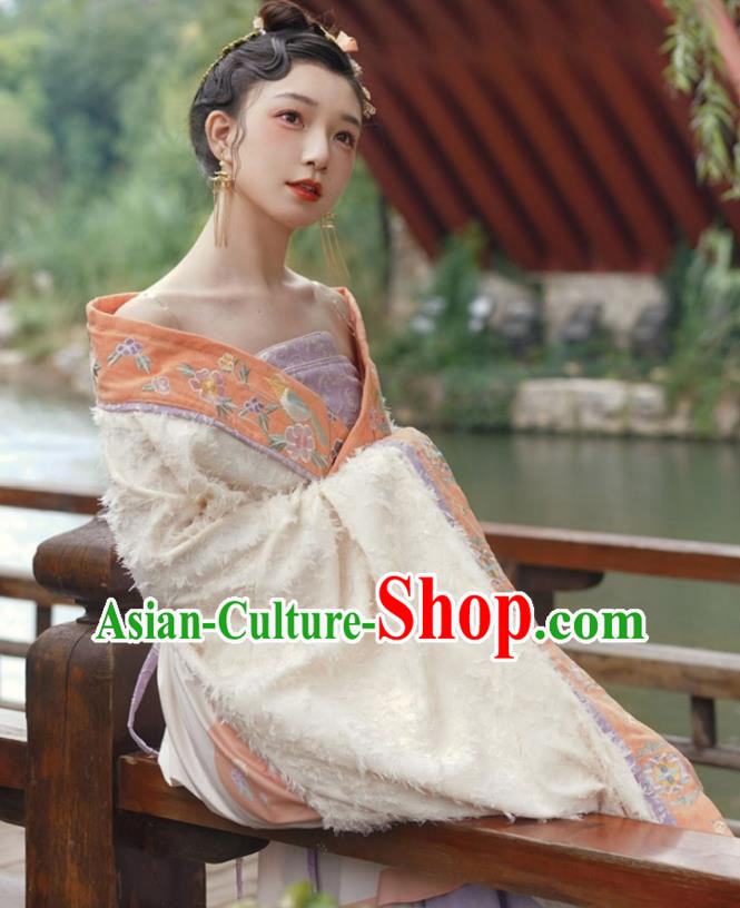 China Ancient Goddess Hanfu Dress Clothing Traditional Tang Dynasty Court Woman Embroidered Costumes