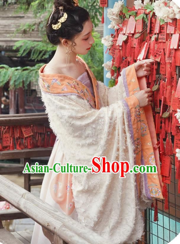 China Ancient Goddess Hanfu Dress Clothing Traditional Tang Dynasty Court Woman Embroidered Costumes