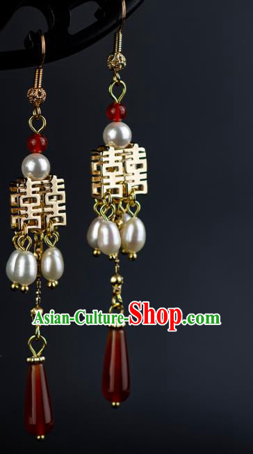 China Ancient Princess Ear Accessories Traditional Hanfu Wedding Golden Earrings