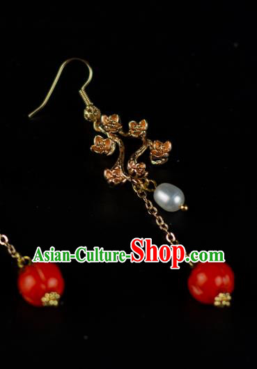 China Classical Cheongsam Ear Accessories Traditional Hanfu Red Persimmon Earrings